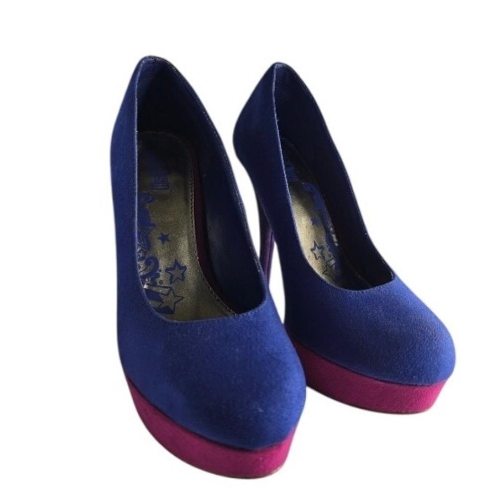 BRASH Blue Platform Heels Size 10 Pumps Suede Style Party‎ Shoes